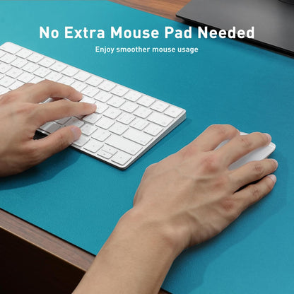 Aothia Leather Desk Pad Protector, Mouse Pad, Office Desk Mat, Non-Slip PU Leather Desk Blotter, Laptop Desk Pad, Waterproof Desk Writing Pad for Office and Home(Dark Blue,31.5" x 15.7") - Colors B