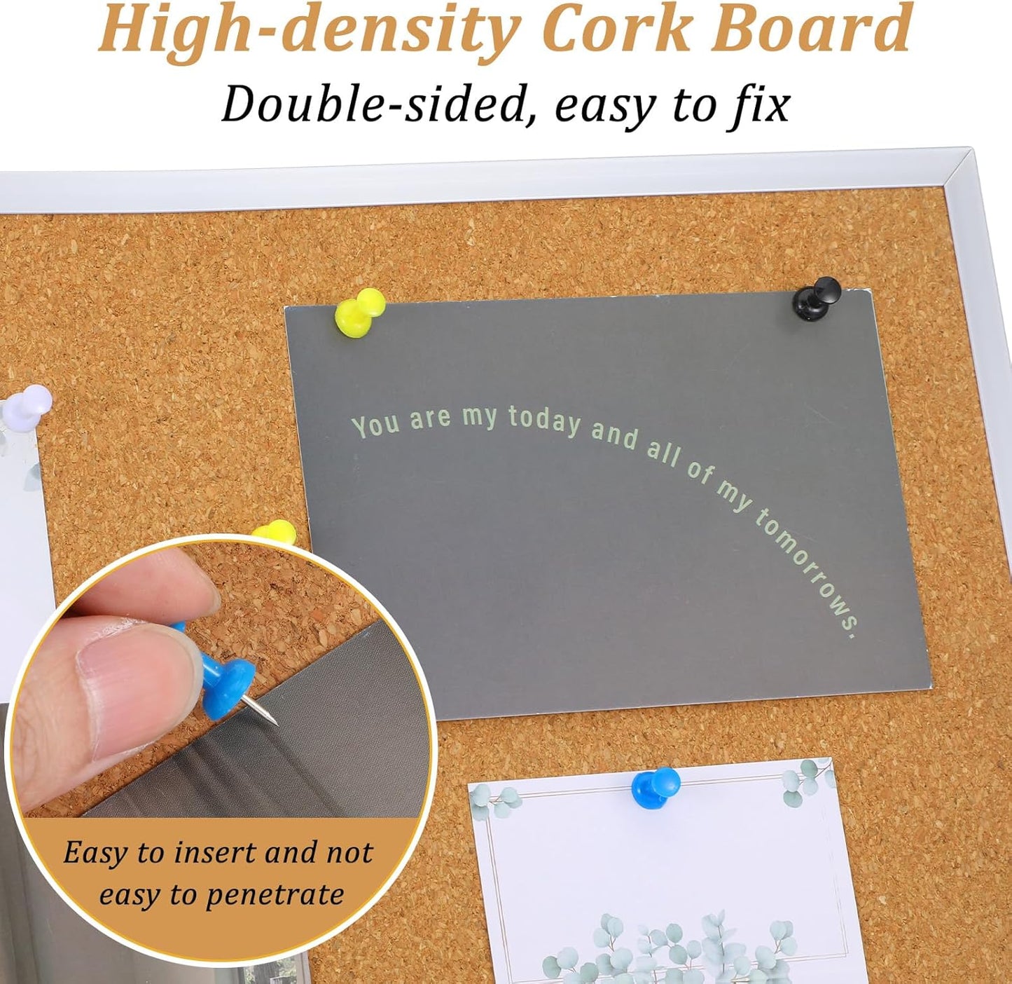 2 Pcs 11.81"×15.74" Cork Bulletin Board, Double Sided Pin with Silver Aluminum Border, Small Desktop Cork Board with Stand for Home, Office, School, Desk Message or Picture