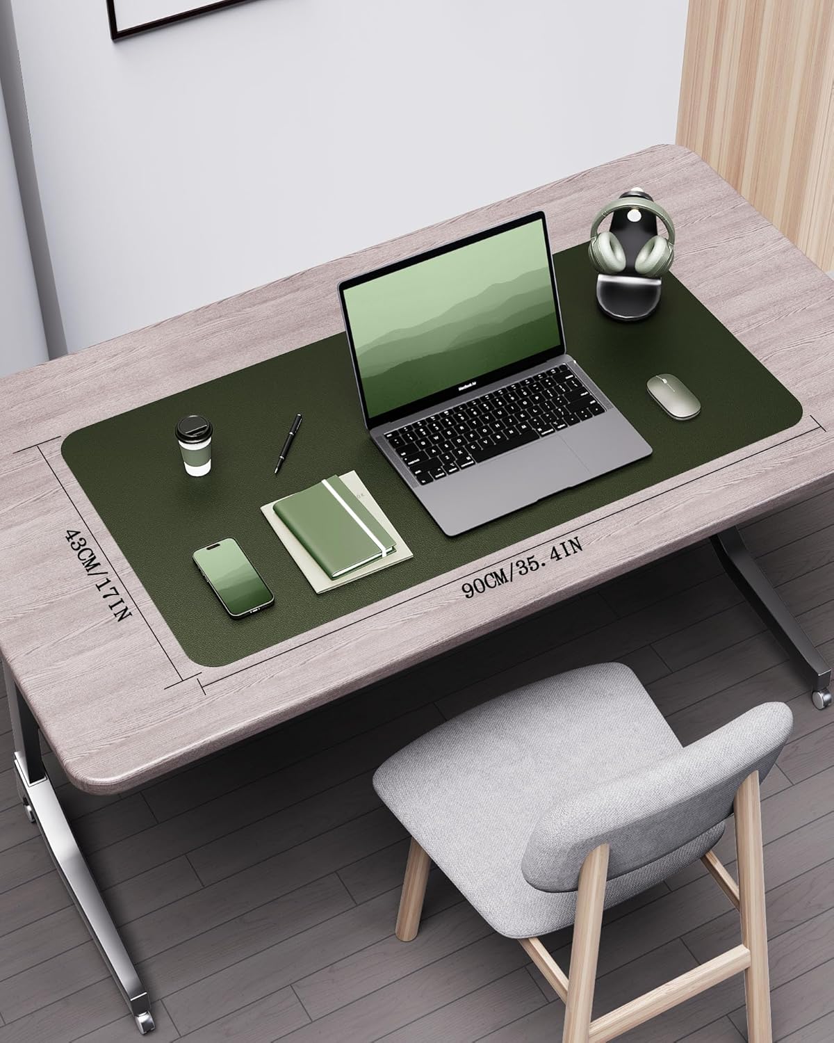 YSAGi Double-Sided Desk Pad, 31.5"x15.7"Leather Desk Mat, Eco Cork Desk Pad Protector,Large Mouse Pad,Waterproof Desk Blotter for Office/Home(Coffee)