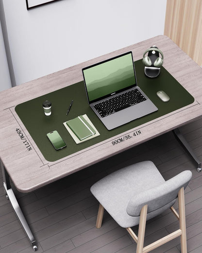YSAGi Double-Sided Desk Pad, 31.5"x15.7"Leather Desk Mat, Eco Cork Desk Pad Protector,Large Mouse Pad,Waterproof Desk Blotter for Office/Home(Coffee)