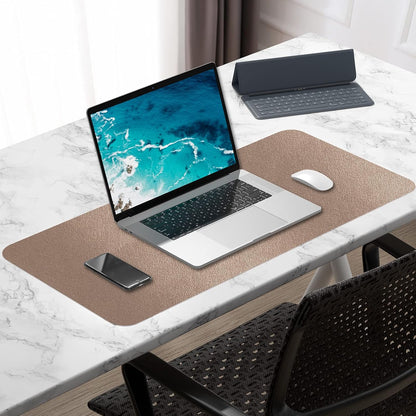 Hsurbtra Desk Pad, 23.6" x 13.8" PU Leather Desk Mat, M Extended Mouse Pad, Waterproof Desktop Blotter Protector, Non-Slip Ultra Thin Small Laptop Keyboard Writing Mat for Office Home, Pink