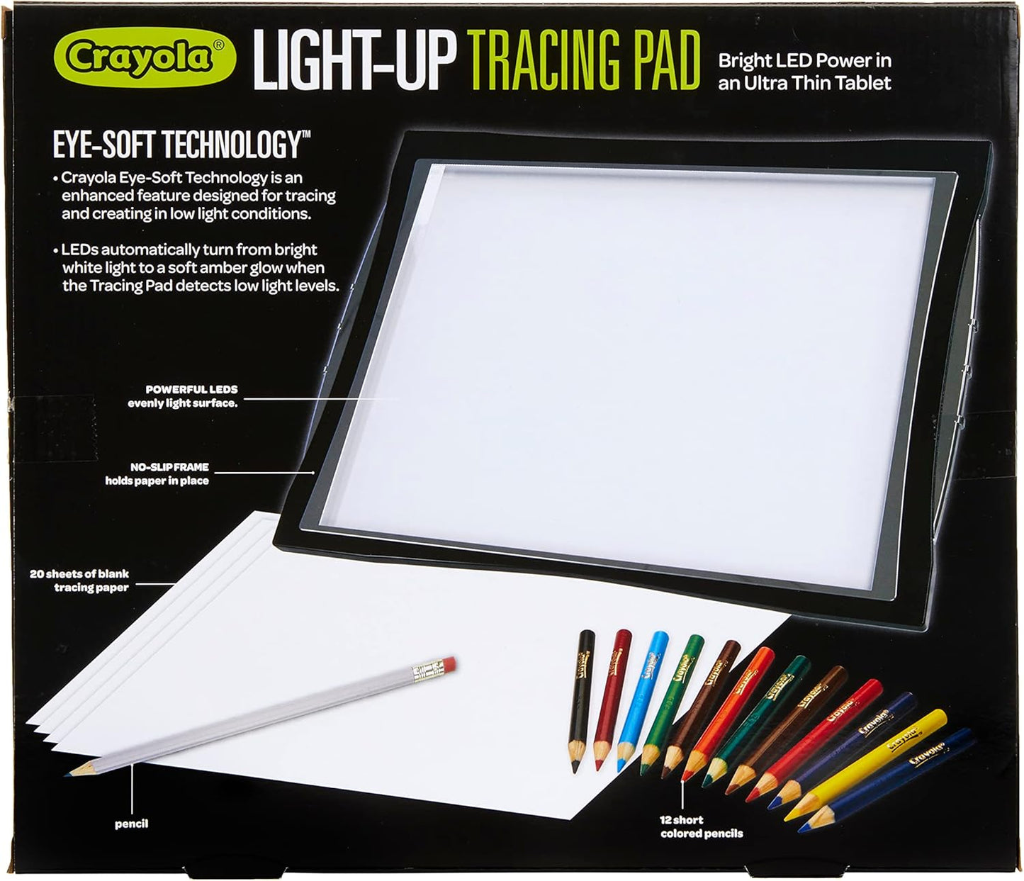 Crayola Light Up Tracing Pad with Night Mode and Colored Pencil Set, Gift, Ages 6, 7, 8, 9, 10