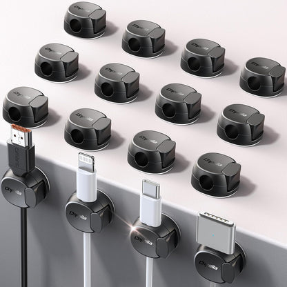 Chfeila 8 Pack Cable Clips [Dual Spring & Clasp] Cable Management, Max Secure Adhesive Cord Organizer, Cord Holder for Nightstand, School Office, College Dorm Essentials, Desk Accessories & Decor
