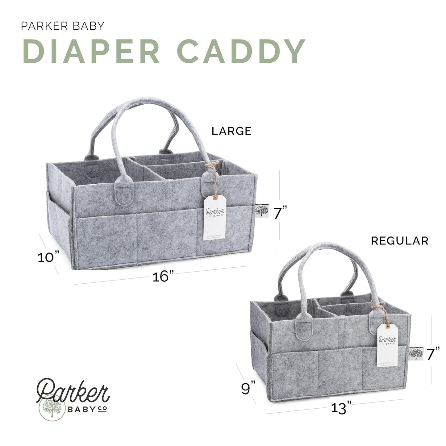 Parker Baby Diaper Caddy - Nursery Storage Bin and Car Organizer for Diapers and Baby Wipes - Oatmeal, Regular