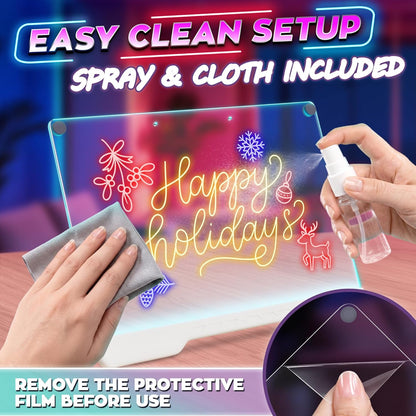 Upgraded 16” LED Drawing Board – Rechargeable, 7 Colors, 10 Light Modes, Adjustable Brightness – Acrylic Light Board for Tracing with Stand, Markers and Full Kit – Birthday Gift Set (Black)
