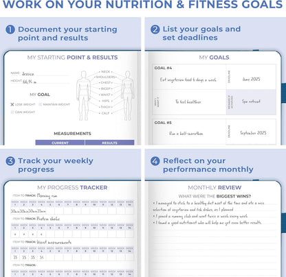 Clever Fox Fitness & Food Journal – Nutrition & Workout Planner for Women & Men – Diet & Gym Exercise Log Book with Calendars, Diet & Training Trackers - Undated, A5 Size, Hardcover (Forest Green)