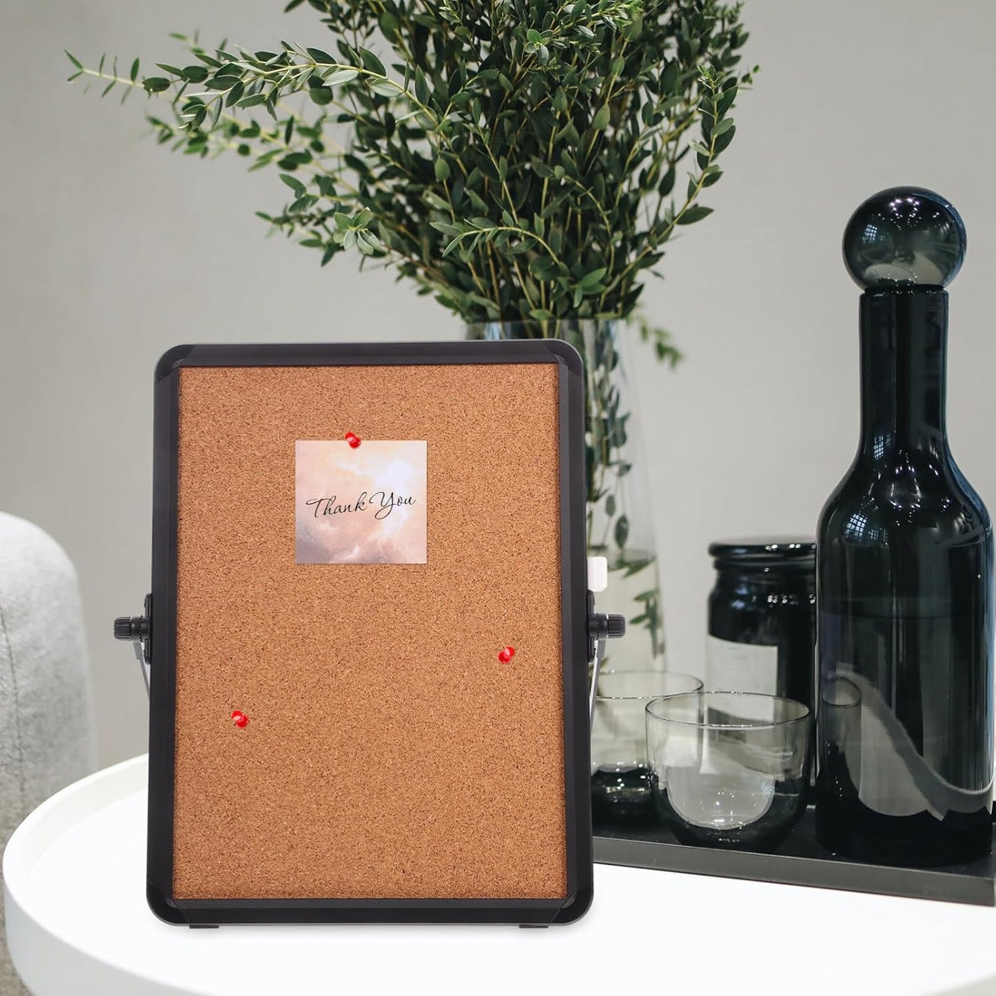 Office Cork Board Message Board 12.20X9.05In Desktop Bulletin Reminder with Aluminum Frame Stand for Home Study Workspace