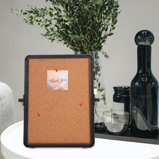 Office Cork Board Message Board 12.20X9.05In Desktop Bulletin Reminder with Aluminum Frame Stand for Home Study Workspace