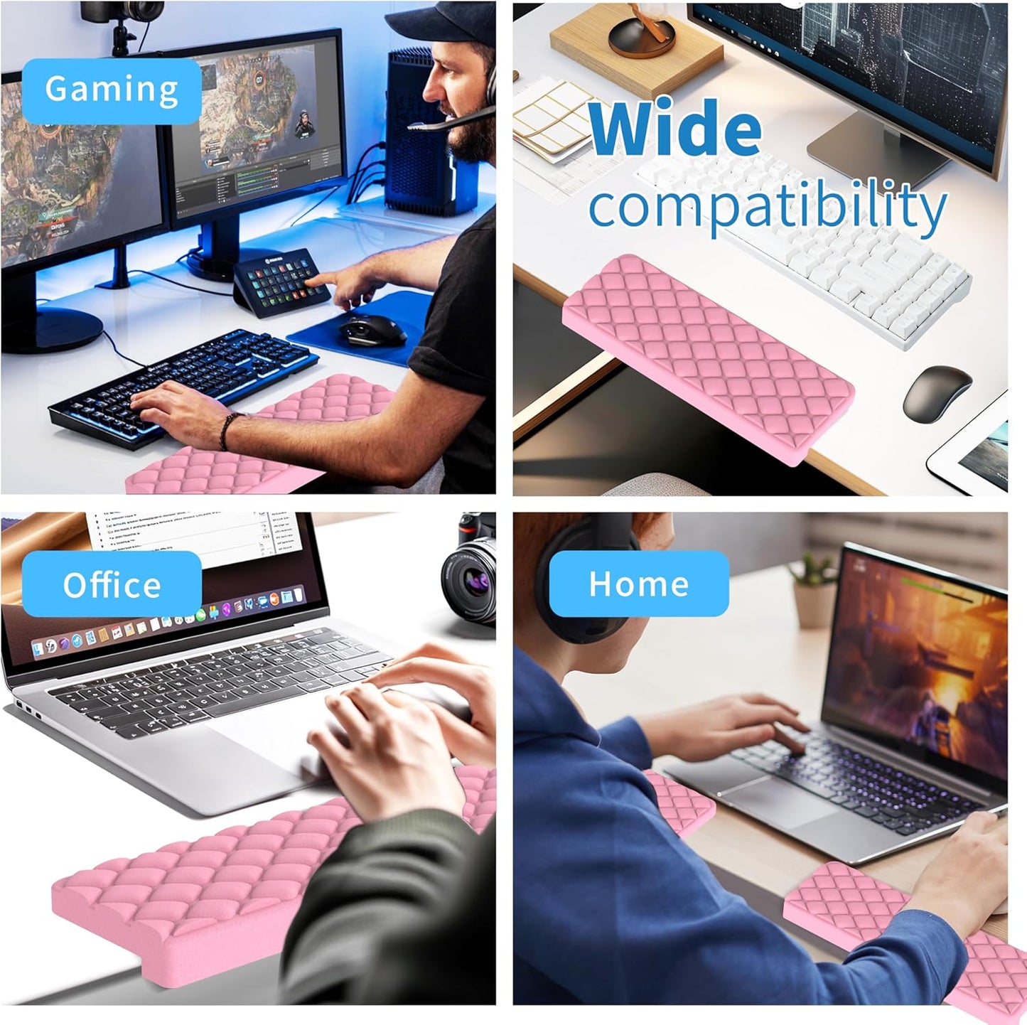 MEKASS L-Shaped Desk Wrist Rest Elbow, Forearm & Wrist Comfort Support for Table or Desk Edge, Non-Slip, Memory Foam Padding 2-Piece Set (Oval Black