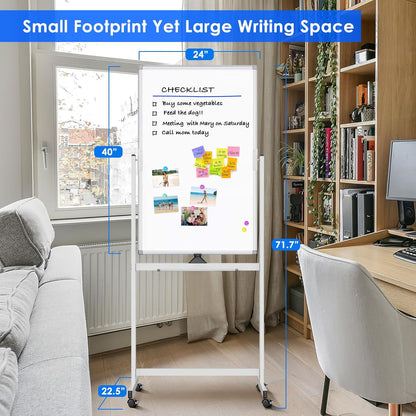 maxtek Magnetic Mobile White Board, 40 x 24 Double Sided Dry Erase Board Rolling Whiteboard, Aluminum Frame Standing Whiteboard on Wheels for Home Office Classroom (40 x 24 Black)