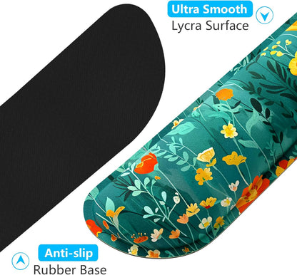 Dapesuom Enlarge Keyboard Wrist Rest, Memory Foam Wrist Cushion for Desk Mat Support, Cute Pain Relief Keyboard Mouse Pad Rests Set with Non-Slip Base for Gaming Laptop Office Computer, Elegant Flower