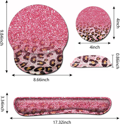 Mouse Pad with Wrist Support, Ergonomic Gel Mouse Pad Beautiful Flowers,Pink Hyacinths on Wood Panel，Non-Slip Durable, Memory Foam Keyboard Wrist Rest, Suitable for Office Typing Games
