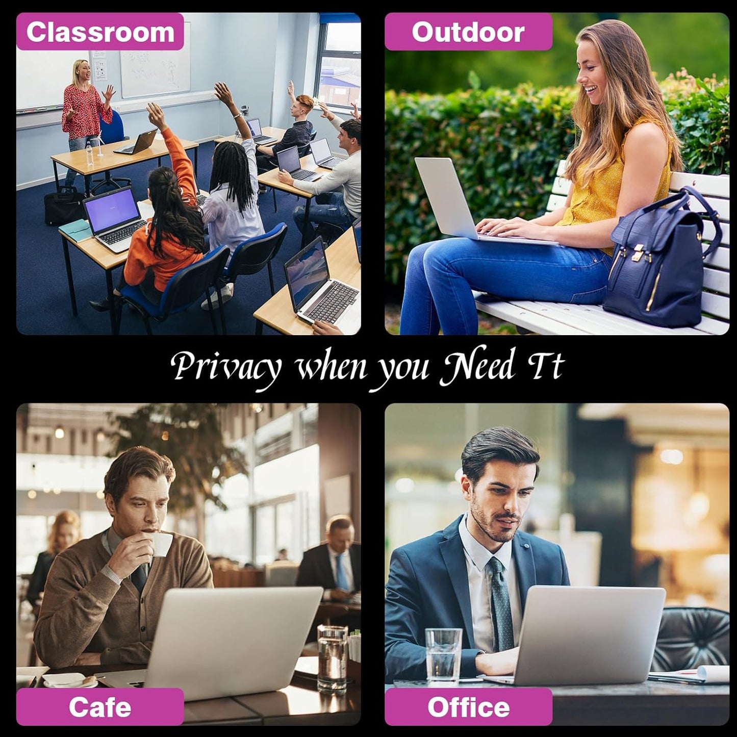 PYS Magnetic Laptop Privacy Screen Filter 15.6 Inch 16:9 - Detachable Computer Screen Privacy Shield, Anti-Glare Blue Light, Removable 15.6" Screen Protector for Lenovo, HP, Dell, Acer, ASUS