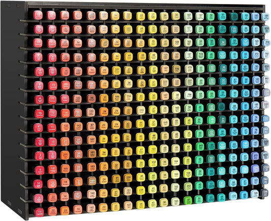 SANFURNEY Art Marker Storage Rack for 300 Markers, Watercolour Brushes Pens Color Pencils Organizer Holder for Desk - Black