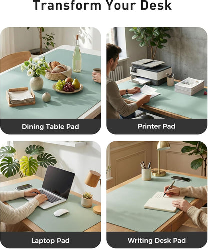 Aothia Leather Desk Pad Protector, Mouse Pad, Office Desk Mat, Non-Slip PU Leather Desk Blotter, Laptop Desk Pad, Waterproof Desk Writing Pad for Office and Home (Brown,23.6" x 13.7") - Colors A