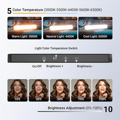 NEEWER Basics 12W Dual Monitor Light Bar with Stands, LED Lamp for Home Office Video Conference Lighting Desk Computer Laptop Webcam Zoom Streaming, Bi Color, Remote/Touch Control Dimmable, L10