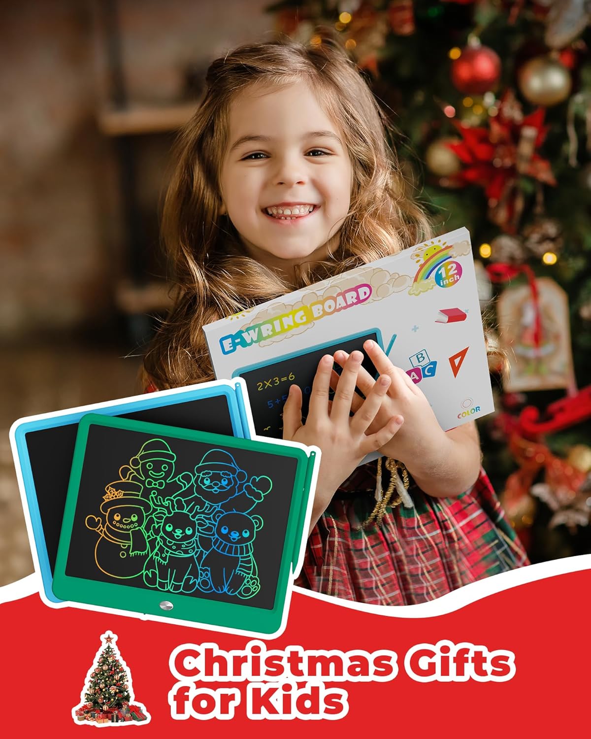 KOKODI 12 Inch LCD Writing Tablet with Anti-Lost Stylus, Erasable Doodle Board Colorful Toddler Drawing Pad, Car Travel School Games Toys for 3 4 5 6 7 8 Kids, Birthday Gift for Girls Boys Adults Blue