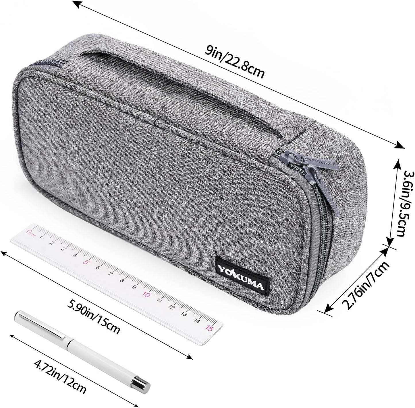 YOKUMA Pencil Case,Large Capacity Pencil Pouch,Aesthetic Zipper Pencil Box, Back to School Supplies for College Student Teen Adults,Travel Essentials,Electronic Cable Organize