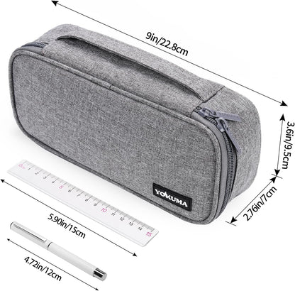 YOKUMA Pencil Case,Large Capacity Pencil Pouch,Aesthetic Zipper Pencil Box, Back to School Supplies for College Student Teen Adults,Travel Essentials,Electronic Cable Organize