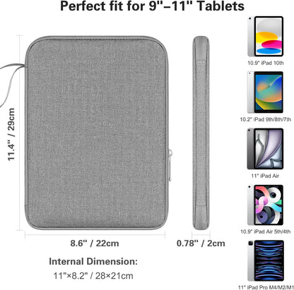 DTTO 9-11 Inch Tablet Sleeve with Handle for iPad 11-inch A16 / Air 11-inch M3 M2, iPad 10th Gen 10.9", iPad 9/8/7th Gen 10.2", iPad Air 5/4th Gen 10.9", iPad Pro 11, Galaxy Tab A9+, Blue