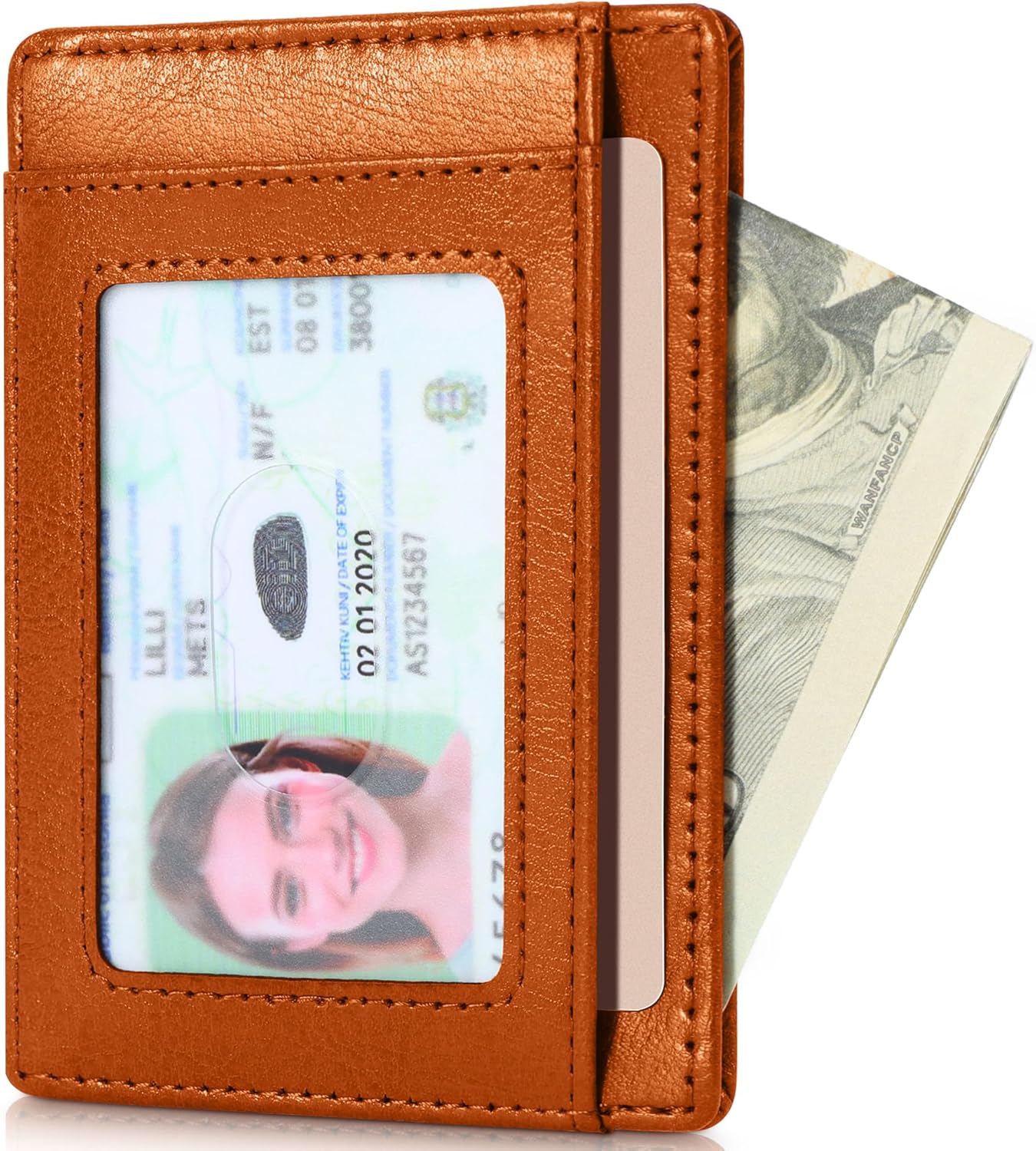 Travelambo Slim Wallet Front Pocket Minimalist Leather RFID Blocking Medium Size
