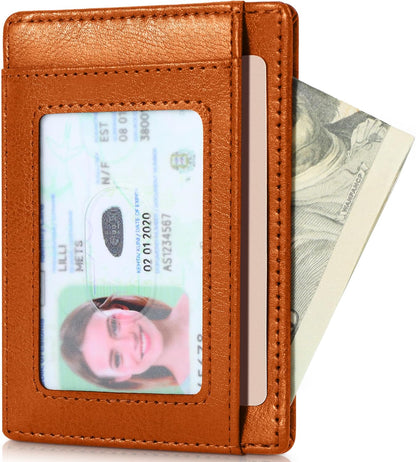 Travelambo Slim Wallet Front Pocket Minimalist Leather RFID Blocking Medium Size