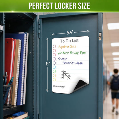 Small Magnetic Whiteboard for Locker to Do List 5x7 A5 - Mini Lined Dry Erase Board for School - Locker White Board Magnet Organizer - Magnetic Whiteboard for Locker Decor Classroom Daily Checklist