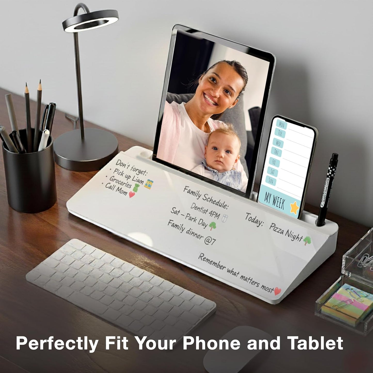 Glass Desktop Whiteboard with Storage Drawer – Premium Dry Erase Board for Desk Notes, Planning & Organization
