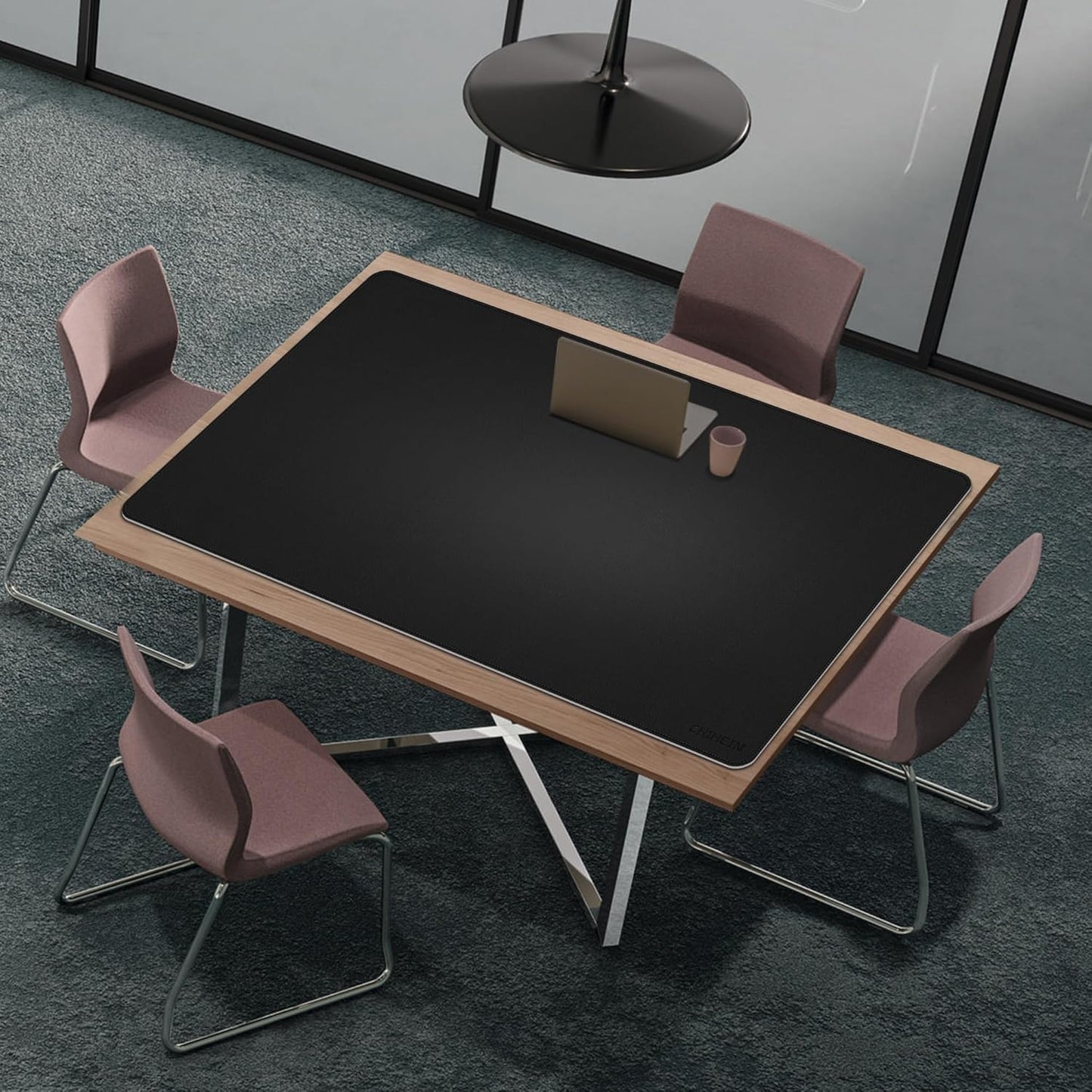 Chihein 2XL 35" x 16" Cork & PU Leather Desk Mat, Dual Sided Desk Pad Protector, Waterproof Writing Blotter for Gaming, Office, Home (Black)