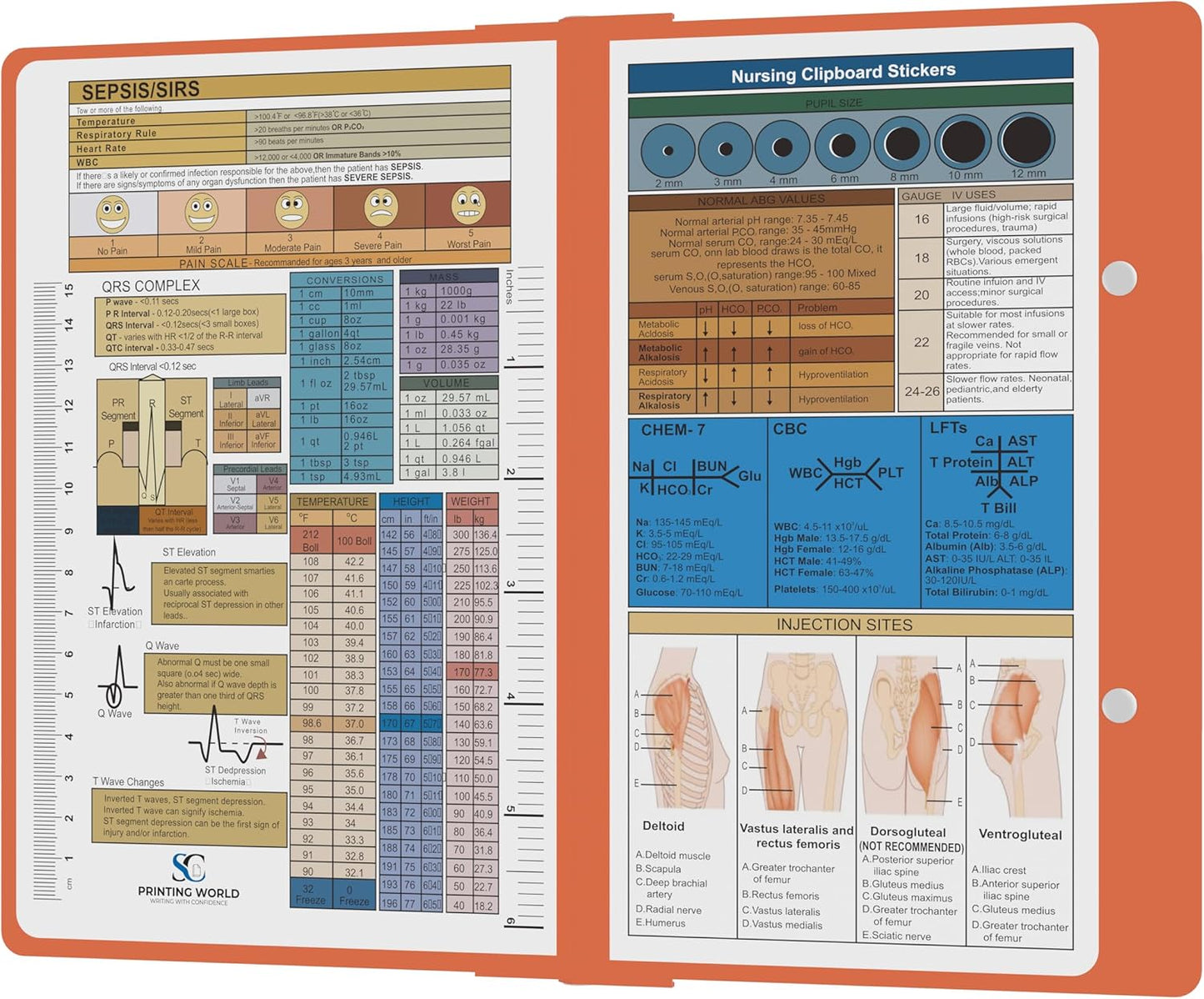Nursing Clipboard with Nursing and Medical Edition Cheat Sheets Nursing School Essentials - Aluminum Foldable Nurse Clip Boards Essential Accessory for Efficient Patient Care (Mint)