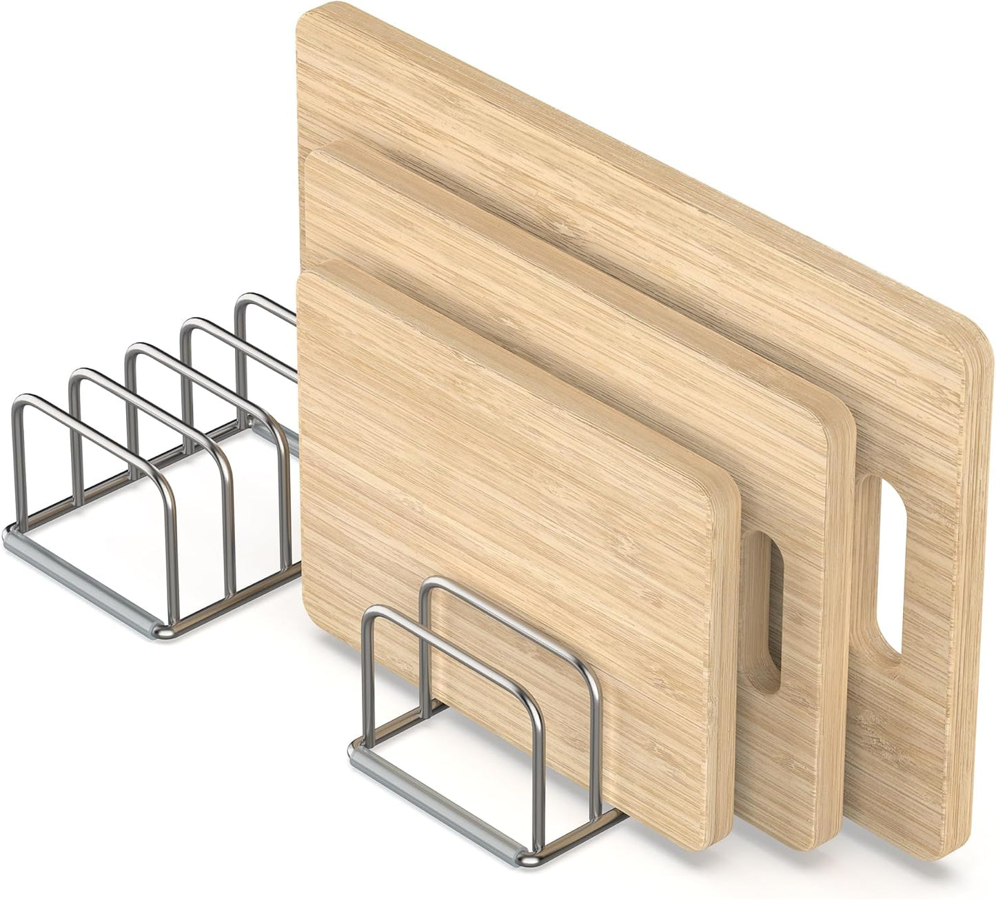KORRTFID Cutting Board Holder Stand, Chopping Board Storage Rack, Cutting Board Organizer, 304 Stainless Steel Chopping Board Holder, Cookie Sheets Organizer 1.0+1.2 Inch Width Slots(Large)