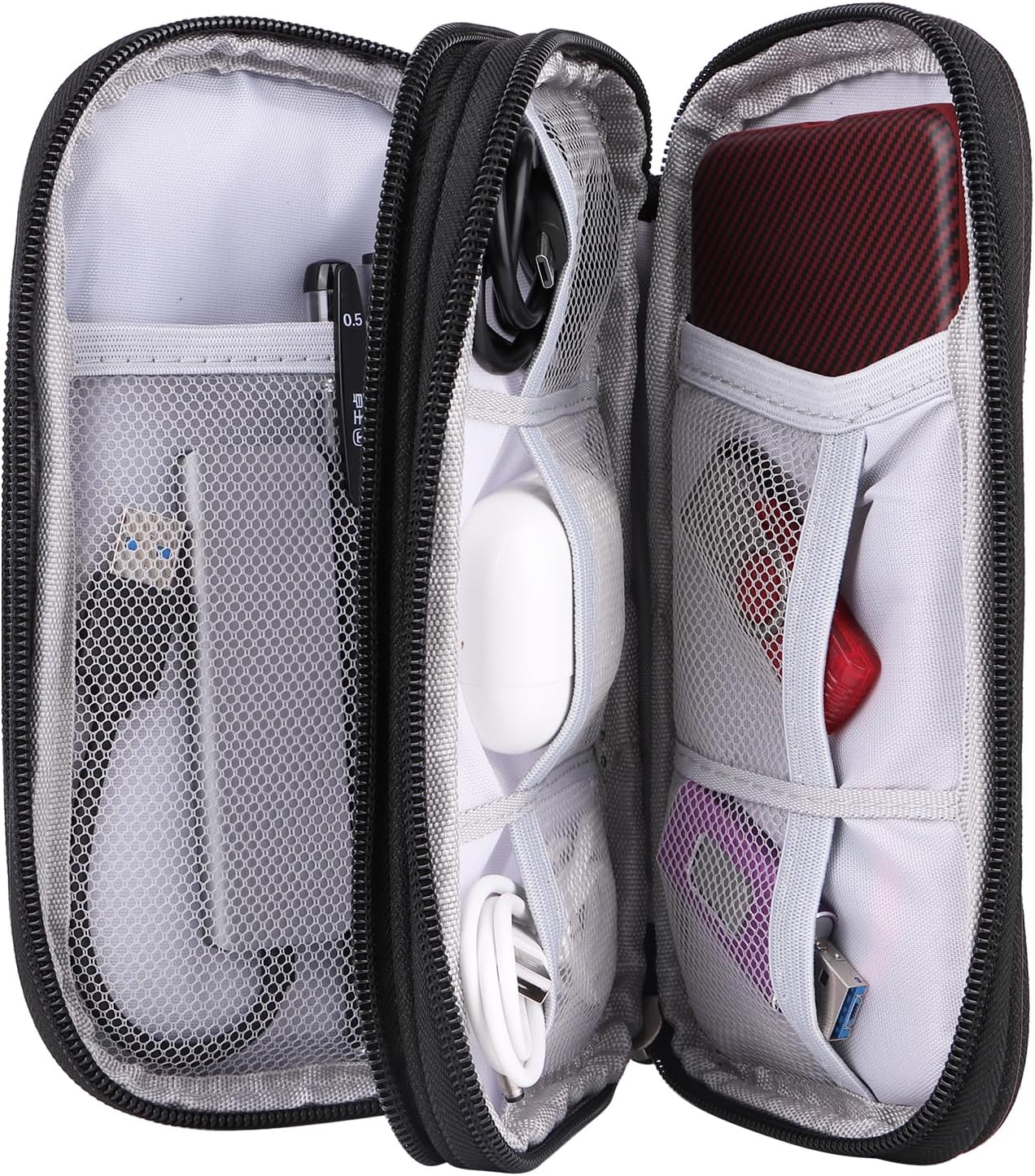 JIAKAI Travel Cable Organizer,Electronics Accessories Organizer Bag,for Charger, Phone, memory card,Travel Gadget Bag-Pink