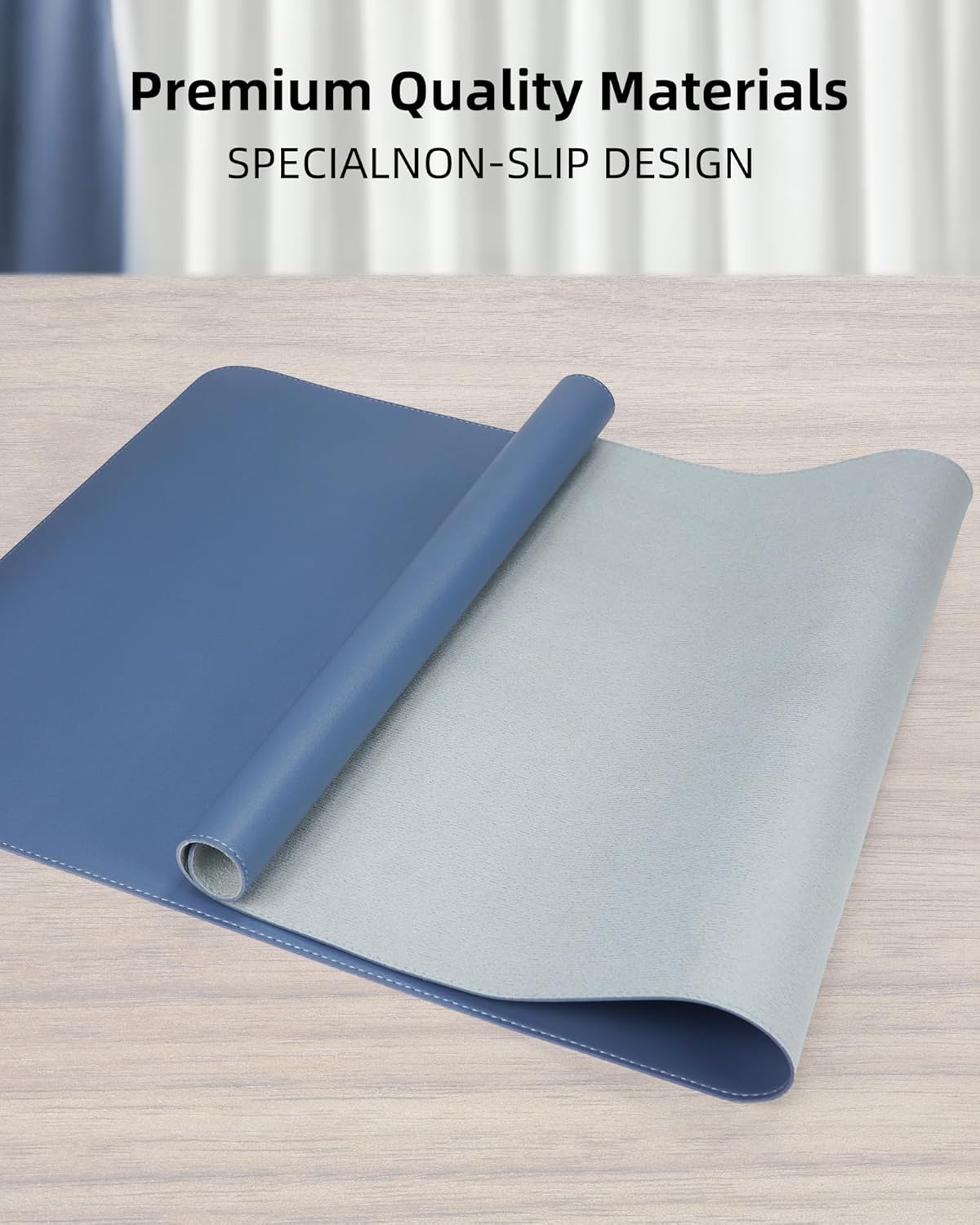 AFIING Desk Pad Protector 23.6" x 13.7" - Non-Slip Waterproof PU Leather Desk Mat for Mouse, Keyboard, Laptop, Office and Home Workspace (Beige)