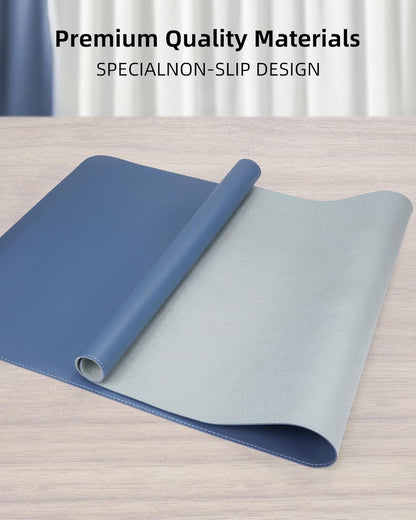 AFIING Desk Pad Protector 23.6" x 13.7" - Non-Slip Waterproof PU Leather Desk Mat for Mouse, Keyboard, Laptop, Office and Home Workspace (Beige)