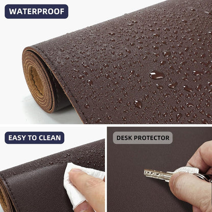 AFIING Large Desk Mat 47" x 17", Dual-Sided Natural Cork & PU Leather Desk Pad, Non-Slip Waterproof Mouse Pad for Office, Home & Gaming, Black