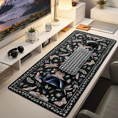 iCasso Desk Cover Mat, Office Mouse Pad, Desk Protector Mat, Extra Large Matt for Desktop,Anti-Slip XXL Big Mousepad with Stitched Edges for Computer Keyboard Retro Black - Colors B