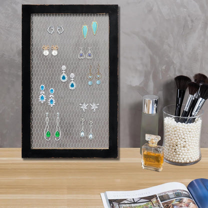 SOFE Farmhouse Memo Board Chicken Wire Frame, Black Large Bulletin Boards for Walls, Hanging Photo Display Board or Jewelry Organizer Wall Grid Panels, Decorative Vision Board for Desktop Office