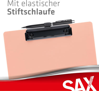 Sax Folding Clipboard Blueberry Clipboard A4 to A5 Portrait and Landscape Format Ideal for Travel and Business Holds 30 Sheets Includes Elastic Closure Band and Pen Loop Durable & Shockproof