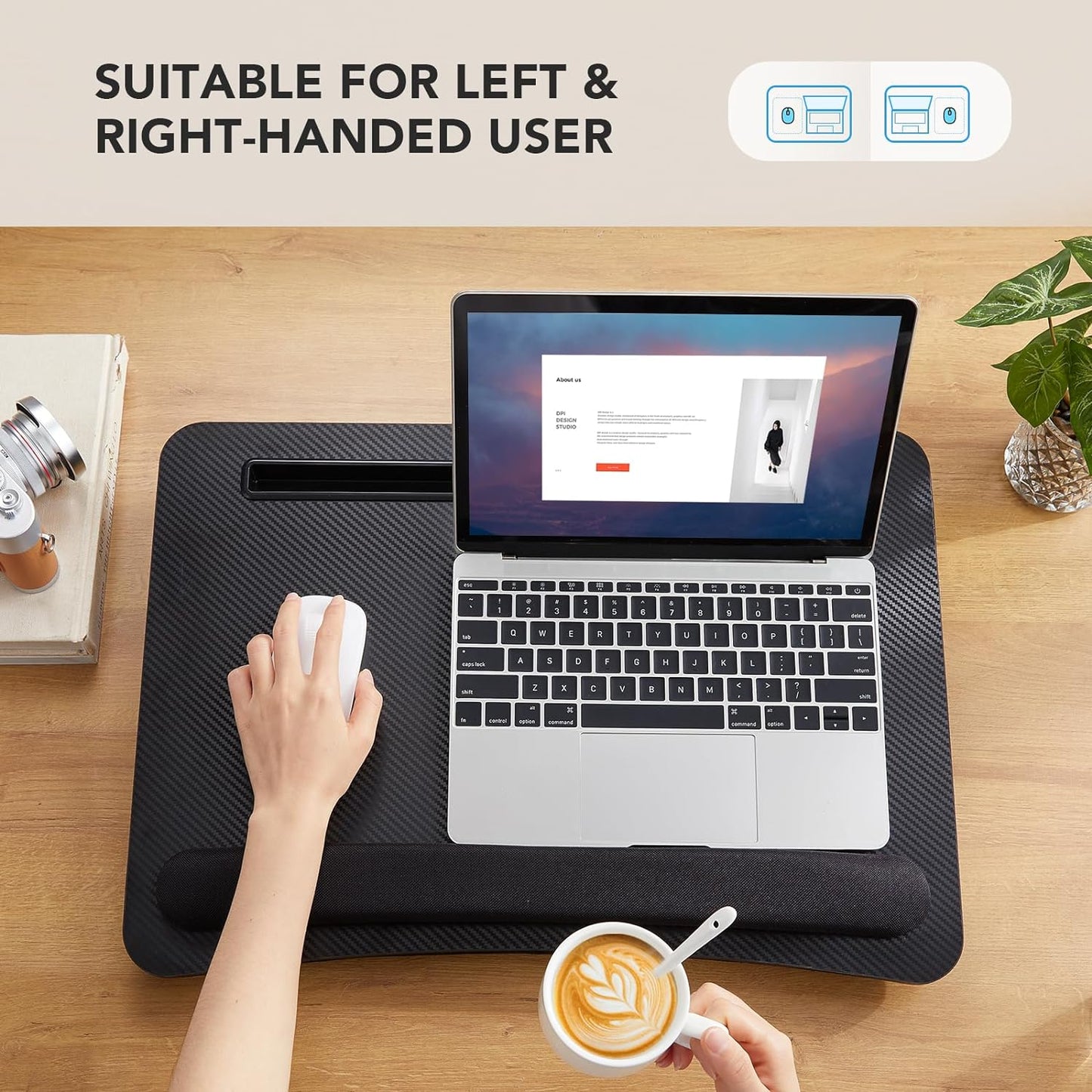 HUANUO Laptop Lap Desk - Portable Lap Desk with Pillow Cushion, Fits up to 15.6 inch Laptop, with Anti-Slip Strip & Storage Function for Home Office Students Use as Computer Laptop Stand, Book Tablet