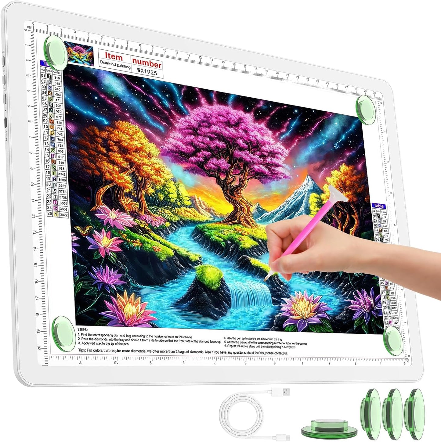 TOHETO Rechargeable A2 Light Pad for Diamond Painting 25.2''x18.4'', Magnetic Diamond Art Light Board, Wireless Lightbox for Tracing and Drawing, Cordless LED Light Table for Sketching, Weeding Vinyl
