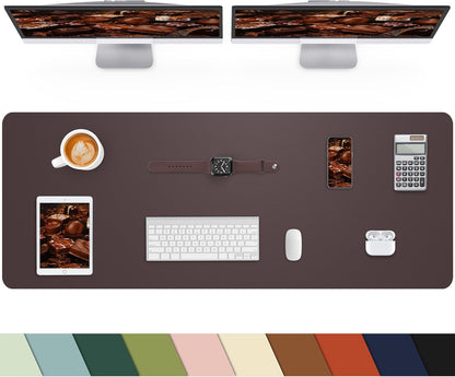 Leather Desk Pad Protector, Office Desk Mat, Large Mouse Pad, Non-Slip PU Leather Desk Blotter, Laptop Desk Pad Desk Accessories for Office and Home (Black, 40" x 17")