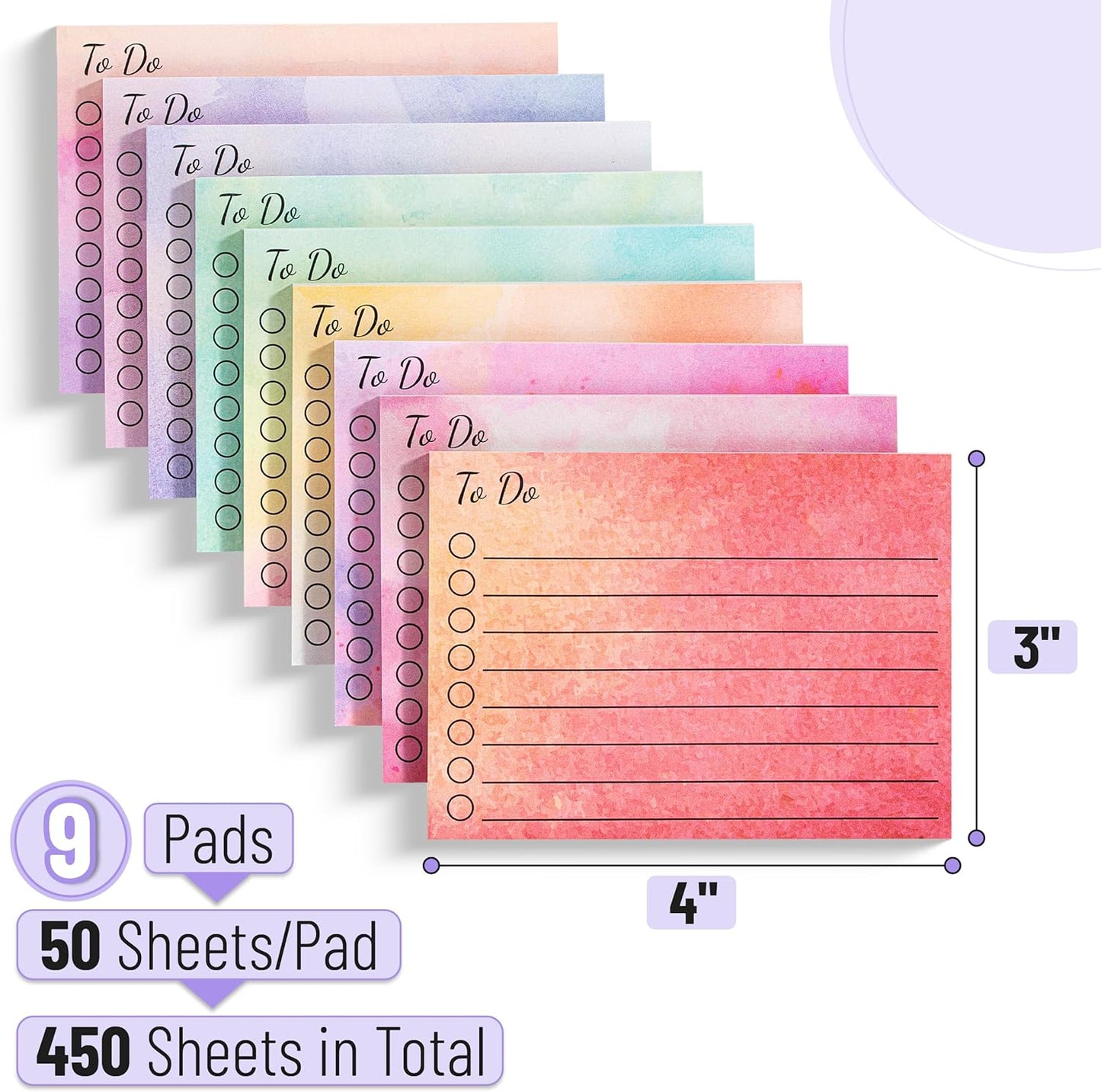 Mr. Pen- to Do List Sticky Notes, 3” x 5”, 9 Pads, 360 Sheets, Lined Checklist Sticky Pads with Smooth Writing, Easy Peel-Off, Thick Paper for Planning, Office, School & Daily Tasks