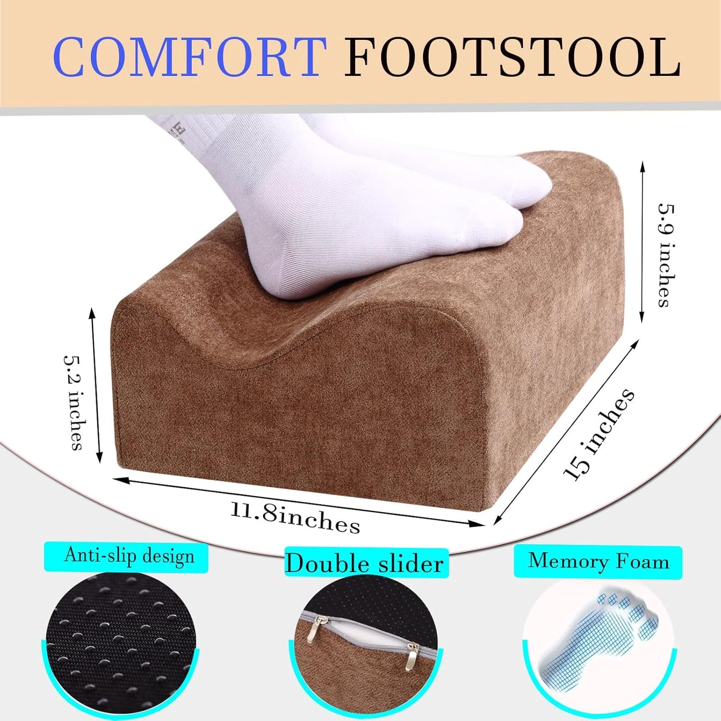 Foot Rest for Under Desk at Work,At Work Soft Ergonomic Footrest,Support Foot Pillow,Heel Chair,Leg Elevation Pillow,(Blue)