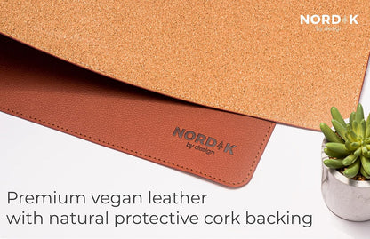 Nordik Leather Desk Mat Cable Organizer - Pebble Black 35 X 17 inch - Premium Mouse Mat - Felt Vegan Leather Desk Pad Protector - Desk Blotter Matt Keyboard - Large Desk Matt for Desktop Computer