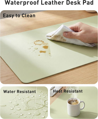 Aothia Leather Desk Pad Protector, Mouse Pad, Office Desk Mat, Non-Slip PU Leather Desk Blotter, Laptop Desk Pad, Waterproof Desk Writing Pad for Office and Home (Brown,23.6" x 13.7") - Colors A