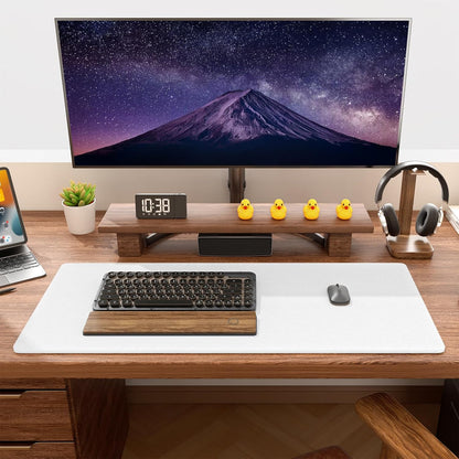 Auhoahsil Felt Desk Mat, Minimalist Large Mouse Pad XXL 35.5 x 15.7 in, Desk Matt for Desktop, Keyboard, Laptop, Computer, Office, Work from Home, Gaming, White