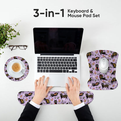 RICHEN Keyboard Wrist Rest Pad and Mouse Wrist Rest Support Mouse Pad Set,Sturdy & Comfortable & Lightweight for Easy Typing & Pain Relief-Ergonomic Support (Brown)