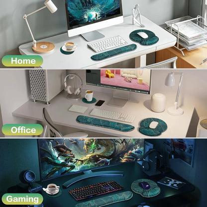 Ergonomic Keyboard Wrist Rest, Mouse Pad with Wrist Rest Anime, Cat Gaming Mousepad with Wrist Support, Memory Foam Wrist Rest Set for Computer Keyboard, Funny Cute Office Desk Accessories