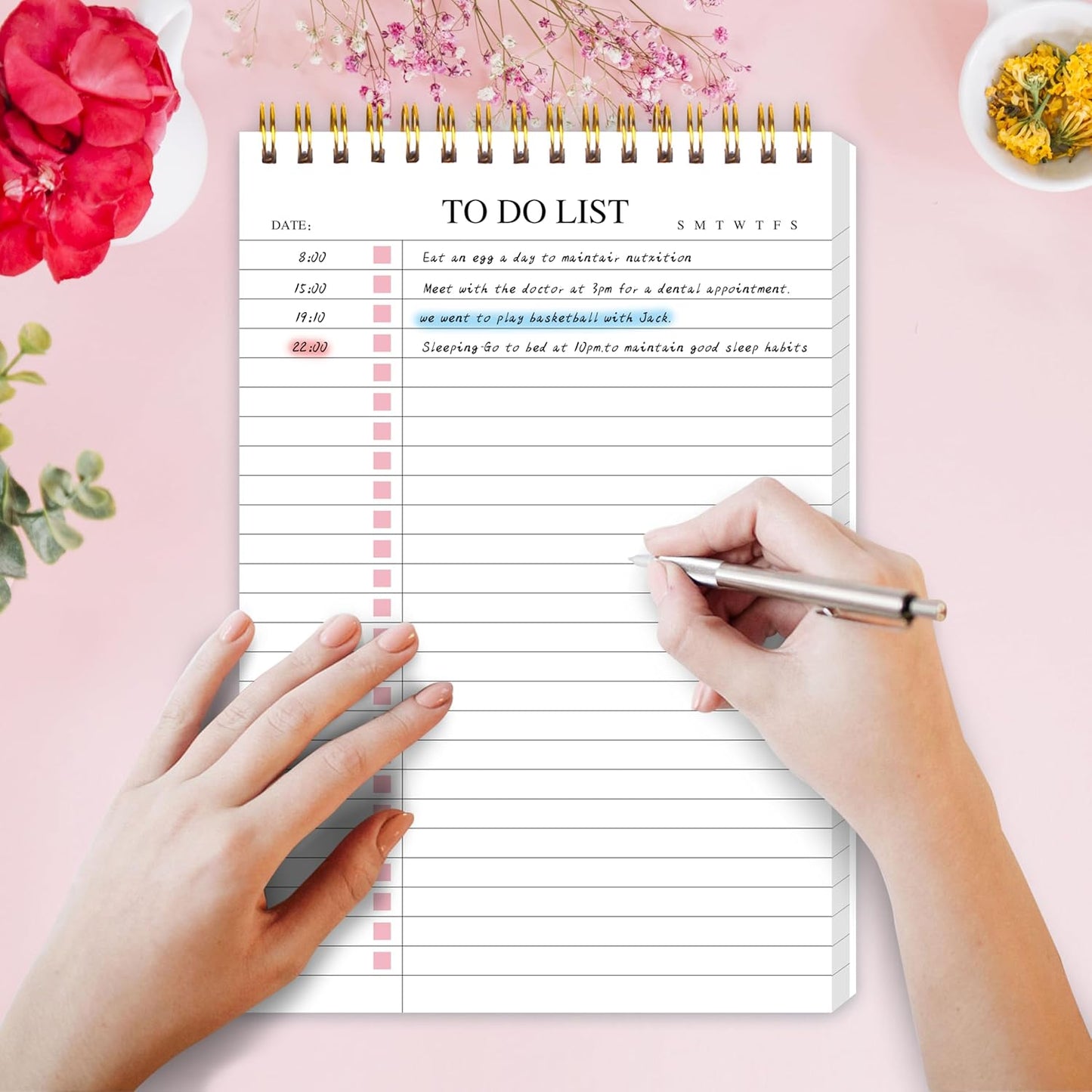 To Do List Notepad 3 Pack, Undated Daily Planner Notepad With To Do List Notebook Checklist Planner Spiral Waterproof Notepad for Office Supplies, School Planner, 52 Sheets/Pack, 5.5"*8.3" A5 Size