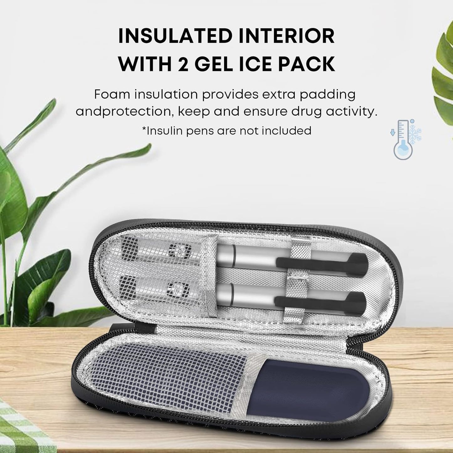 MOSLA Insulin Cooler Travel Case with 2 Reusable Ice Packs for Insulin Pen Portable Medical Cooler Bag for Diabetes and Other Diabetic Supplies for The Daily Life and Trip